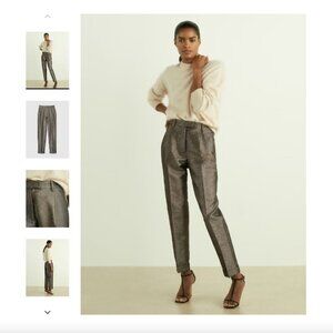 REISS Sienna Holiday Sparkle Tapered High Waist Trousers Ankle Pants Size 14